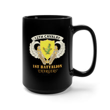 Load image into Gallery viewer, Black Mug 15oz - Army - Airborne Badge - 12th Cavalry Airborne - SSI w 12th Cav - 1st Battalion - Chargers X 300