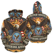 Load image into Gallery viewer, Patriotic emblem of veterans' honor Men's All Over Print Hoodie (USA Size) (Model H13)