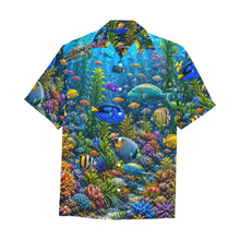 Load image into Gallery viewer, fishes with corals Men's All Over Print Hawaiian Shirt With Chest Pocket