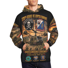 Load image into Gallery viewer, 170th Assault Helicopter Company - Bikinis & Buccaneers Into the Fire- Vietnam Air Warriors Men's All Over Print Hoodie (USA Size)