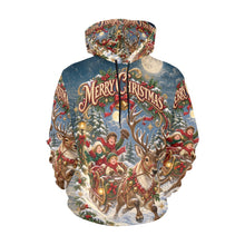Load image into Gallery viewer, AOP Hoodie - Victorian Christmas Reindeer Sleigh Ride Men's All Over Print Hoodie (USA Size)