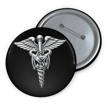 Load image into Gallery viewer, Custom Pin Buttons - Army Medical Service Corps (MS) Branch Insignia - 3D - Silver - Enhanced