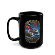 Load image into Gallery viewer, Black Mug (15oz) - USS Pueblo Attack-Defense Commemorative Patch