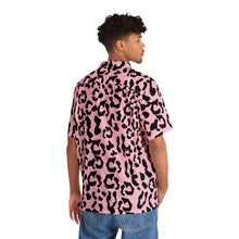 Load image into Gallery viewer, Men's Hawaiian Shirt (AOP) - Leopard Camouflage - Baby Pink - Black
