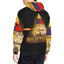 Load image into Gallery viewer, Men's All Over Print Hoodie (USA Size) (Model H13) - 2nd Armored Division - M1A1 Tank - Hell on Wheels w Fire