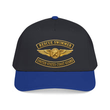 Load image into Gallery viewer, Mid Profile Baseball Cap - USCG - Aviation Rescue Swimmer w txt - 3D - Enhanced