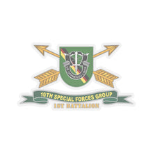 Load image into Gallery viewer, Kiss-Cut Stickers - Army - 1st Battalion, 10th Special Forces Group - Flash w Br - Ribbon X 300