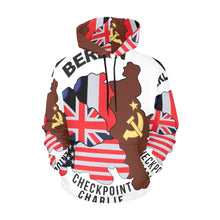 Load image into Gallery viewer, Men's All Over Print Hoodie (USA Size) (Model H13) - Berlin - Checkpoint Charlie - Round - Bright