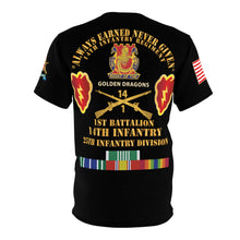 Load image into Gallery viewer, AOP - Army - 1st Battalion, 14th Infantry Regiment "Golden Dragons" with Army Commendation, Army Achievement, NDSM Ribbon
