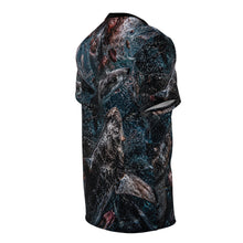 Load image into Gallery viewer, Shark Feeding Frenzy Tribute Tee — All-Over Print