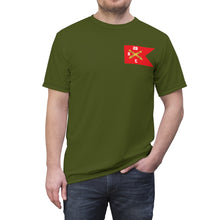 Load image into Gallery viewer, Unisex Cut & Sew Tee (AOP) - C Battery, 2nd Bn 28th Artillery - 210th FA Bde - Ansbach Germany w M109 w Overseas Cold SVC