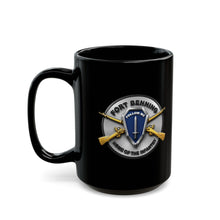 Load image into Gallery viewer, Black Mug — 3D Enhanced - Fort Benning - Follow Me - Home of the infantry Emblem