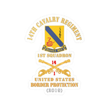 Load image into Gallery viewer, Kiss-Cut Vinyl Decals - Army - 14th Cavalry Regiment w Cav Br - 1st Squadron - USA Border Protection - 2019 - Red Txt X 300