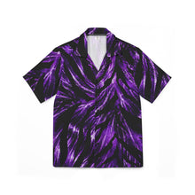 Load image into Gallery viewer, Men's Hawaiian Camp Shirt — Electric purple zebra stripes pattern