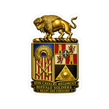 Load image into Gallery viewer, Kiss-Cut Stickers - 10th Cavalry Regiment - Buffalo Soldiers - COA - Ready and Forward - 3D Enhanced