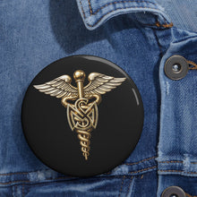 Load image into Gallery viewer, Custom Pin Buttons - Army Medical Corps Branch Insignia - 3D - Enhanced