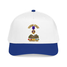Load image into Gallery viewer, Mid Profile Baseball Cap - Vietnam War Purple Heart Medal w VN SVC - with Vietnam Scene - 3D - Transparent