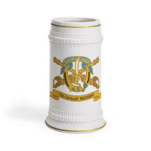 Load image into Gallery viewer, Classic Ceramic Beer Stein Mug, White Porcelain Stein with Gold Trim | German-Style Tankard - Army - 7th Cavalry Regiment w Br - Ribbon