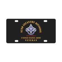 Load image into Gallery viewer, Army - DUI - 92nd Infantry Division - Buffalo Soldiers - US Army Veteran X 300 Classic License Plate