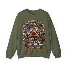 Load image into Gallery viewer, Crewneck Sweatshirt - Army - 7th Unites States Army - 7 Steps to Hell w Germany Tab - SS w COLD WAR SVC - 3D - Enhanced