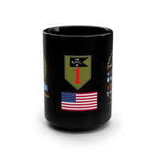 Load image into Gallery viewer, Patriotic Veteran's Black Mug, 15oz - Perfect for Military Appreciation, Gifts for Veterans, Coffee Lover's Mug, Army Pride, Home Decor - Combat Veteran - 11B40X - Retired Army with Multi Units