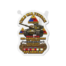 Load image into Gallery viewer, Die-Cut Magnet - Army - Cold War Vet - 3rd Armored Division - Gelnhausen, Germany - M60A3 Tank - Spearhead w Fire - 3D - Enhanced