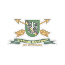 Load image into Gallery viewer, Kiss-Cut Stickers - Army - 1st Battalion, 10th Special Forces Group - Flash w Br - Ribbon X 300