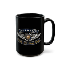Load image into Gallery viewer, Black Mug (15oz) - USCG - Aviator Badge - Auxiliary w txt - 3D - Enhanced
