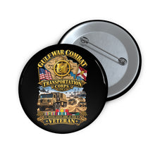 Load image into Gallery viewer, Custom Pin Buttons - Army - Gulf War Combat Vet - Transportation Corps - 3D - Enhanced