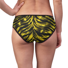 Load image into Gallery viewer, Women's Briefs (AOP) - Metallic yellow tiger-stripe