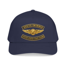 Load image into Gallery viewer, Mid Profile Baseball Cap - USCG - Aviation Rescue Swimmer w txt - 3D - Enhanced