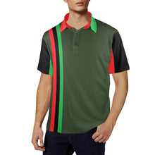Load image into Gallery viewer, Charlies Polo Golf Shirt - Forest Green - Red Black Green Panel - Right