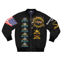 Load image into Gallery viewer, Men's AOP Bomber Jacket - Army - Cavalry and Infantry Regiments of the "Buffalo Soldiers" - American History