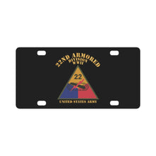 Load image into Gallery viewer, Army - SSI - 22nd Armored Division - WWII - US Army X 300 Classic License Plate