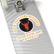 Load image into Gallery viewer, Kiss - Cut Stickers - Army - SSI - 34th Infantry Division - Red Bull - US Army Veteran X 300