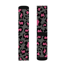 Load image into Gallery viewer, Sublimation Socks - Leopard Camouflage - Dark Grey - Pink