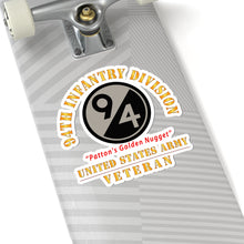 Load image into Gallery viewer, Kiss-Cut Stickers - Army - SSI - 94th Infantry Division - Patton's Golden Nugget - US Army Veteran X 300