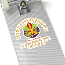 Load image into Gallery viewer, Kiss - Cut Stickers - Army - DUI - 29th Infantry Division - Blue and Gray - US Army Veteran X 300
