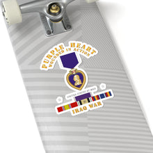 Load image into Gallery viewer, Kiss-Cut Stickers - Purple Heart - WIA w IRAQ SVC w Purple Heart Ribbon