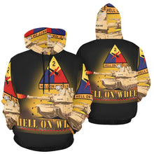 Load image into Gallery viewer, Men's All Over Print Hoodie (USA Size) (Model H13) - 2nd Armored Division - M1A1 Tank - Hell on Wheels w Fire