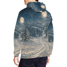 Load image into Gallery viewer, AOP Hoodie - Moonlit Victorian Christmas Snow Trail Men's All Over Print Hoodie (USA Size)