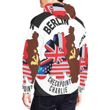 Load image into Gallery viewer, Men's All Over Print Hoodie (USA Size) (Model H13) - Berlin - Checkpoint Charlie - Round - Bright
