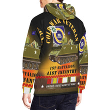 Load image into Gallery viewer, Men's All Over Print Hoodie (USA Size) (Model H13) - Cold War Vet - 1st Bn 41st Infantry - M113 APC w COLD SVC