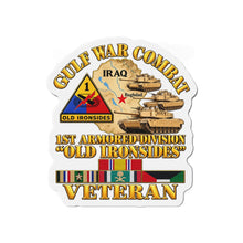 Load image into Gallery viewer, Die-Cut Magnet - Army - Gulf War Combat - 1st Armored Divi - Old Ironsides - Veteran - Map w GULF SVC - 3D - Enhanced
