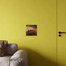 Load image into Gallery viewer, Acrylic Wall Art Panel - E Company 25th Infantry Buffalo Soldiers Bicycle Corps with Guidon on the Prairie at Sunset