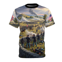 Load image into Gallery viewer, AOP Unisex Tee - Battle of Gettysburg with Crossed Flags and Musket