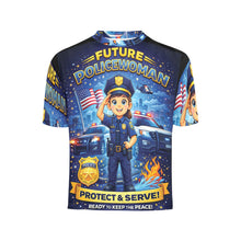 Load image into Gallery viewer, Little Kids' All Over Print Crew Neck T-Shirt - Young Patriot - Future Policewoman
