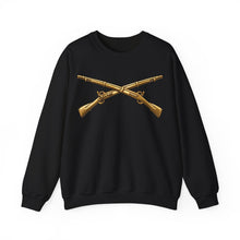 Load image into Gallery viewer, Crewneck Sweatshirt - Army - Infantry Branch Insignia - no text - Gold - 3D - Enhanced