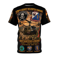 Load image into Gallery viewer, 170th Assault Helicopter Company Tribute Tee — "Bikinis & Buccaneers Into the Fire"- Vietnam Air Warriors