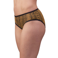 Load image into Gallery viewer, Stylish Women's Briefs with Snake Print, Trendy Underwear, Comfortable Lingerie - Black and White Snake Skin - Light Brown